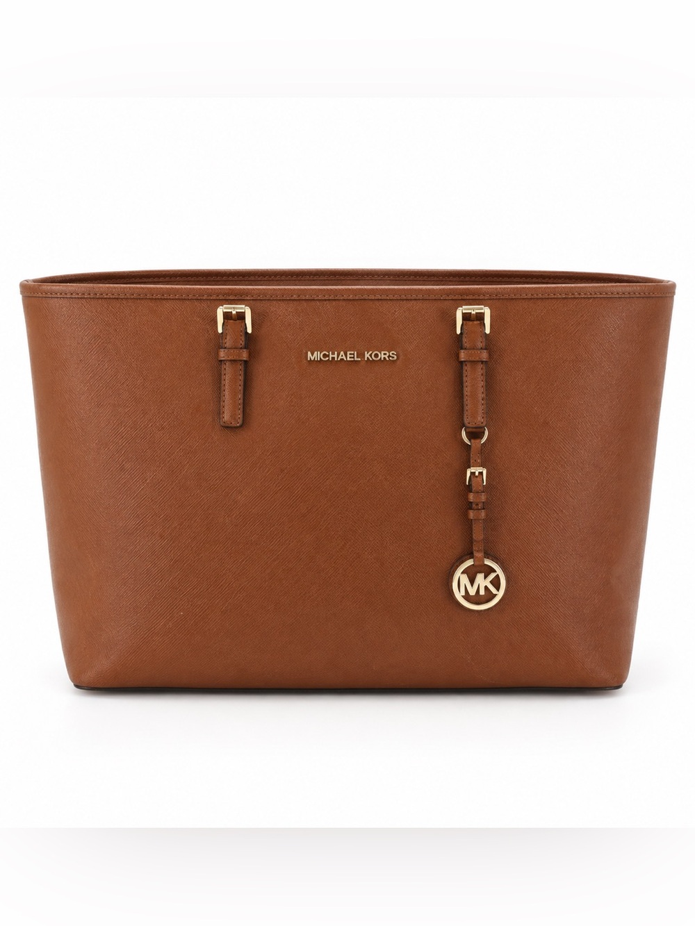 Michael Kors Jet Set Large Brown Saffiano Leather Tote Bag AS IS